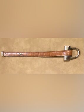 Men's Tan Leather Strap Keychain with Silver Hardware